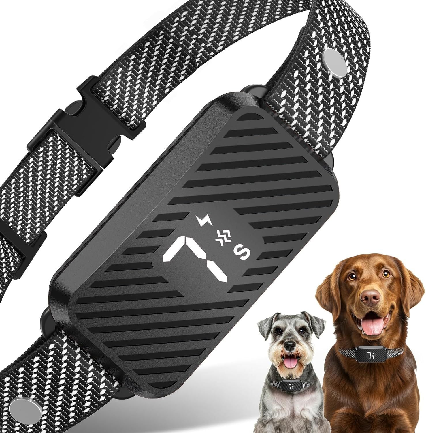 Dog Bark Collar for Large Medium Small Dogs, Effective No-Bark Collar, Smart Barking Collar, Rechargeable Bark Collar with 7 Sensitivity, 3 Modes, Waterproof, Onyx Black
