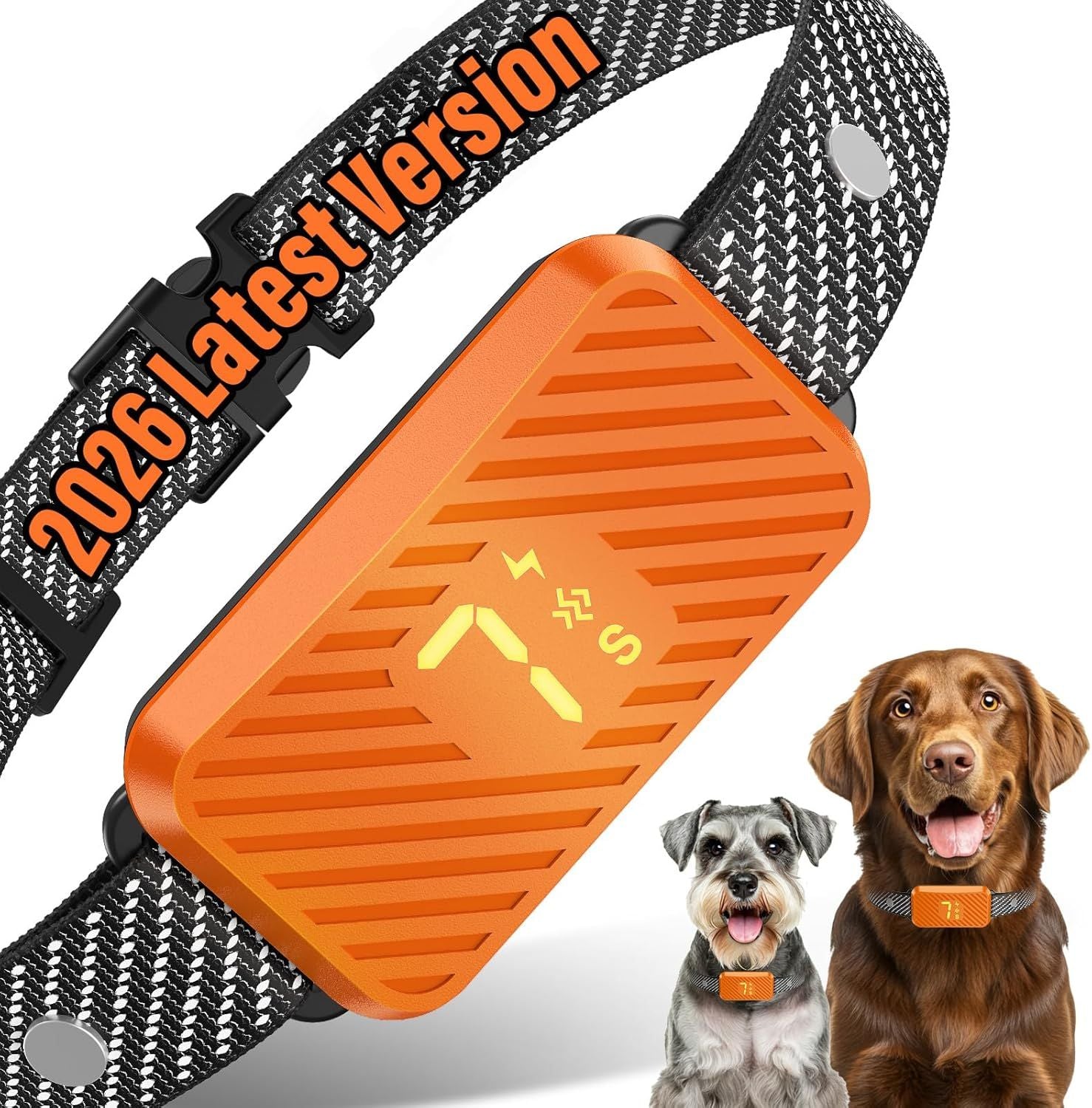 Dog Bark Collar for Large Medium Small Dogs, Effective No-Bark Collar, Smart Barking Collar, Rechargeable Bark Collar with 7 Sensitivity, 3 Modes, Waterproof, Carrot Orange