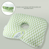 Green Ergonomic Ear Pillow with Hole for Side Sleepers, Ear Pain Relief Cushion, Washable Cover for Piercing & CNH