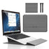 3-in-1 Laptop Sleeve Case with Built-in Stand & Wrist Rest, Waterproof PU Leather Notebook Cover for 15/16 Inch Laptops, Ergonomic Portable Laptop Protective Bag, Gray