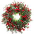 3PCS Lifelike Artificial Holiday Wreath Bundle, Dense Eucalyptus Foliage with Holly Red Berries & Satin Red Bow, Classic Winter Front Door Wreath Multipack for Australian Christmas Farmhouse Styling