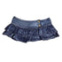 House Of Dasein Pleated Ruffles Super Mini Low Waist Denim Skirt Women - Blue - S
