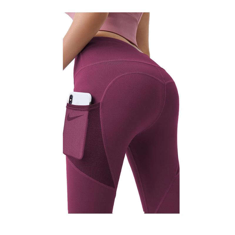 Hod Health & Home High Waist Tummy Control Yoga Leggings With Pocket For Women - Red - S