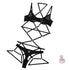House Of Dasein Sexy Mesh See Through Hollow Out Strap Hanging Neck Three Piece Lingerie Set - Black - S