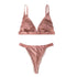 House Of Dasein French Style Ultra Thin Solid Color Lace Underwear Triangle Cup Wire Free Bra Erotic Two Piece Set - Rose Gold - L