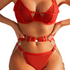 House Of Dasein Metal Chain And American Sexy Lingerie Three Piece Temptation Underwear Pure Desire Nightwear - Red - Xl