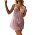 House Of Dasein Sexy Mesh Heart Print Transparent Strap Nightgown Lingerie Set - Pink - Xl