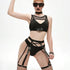 House Of Dasein Heavy Craftsmanship Bra Sexy Lingerie Black Strap Hollow Splicing Fishnet Underwear Set For Women - Black - Xl