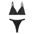 House Of Dasein French Style Ultra Thin Solid Color Lace Underwear Triangle Cup Wire Free Bra Erotic Two Piece Set - Black - S