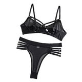 House Of Dasein Transparent Mesh Non Wired Motorcycle Sexy Lingerie Set - Black - M