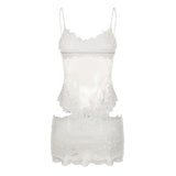 House Of Dasein Sexy Transparent Lace Mesh Fitted Strapless Dress Women's Bodycon Skirt Lingerie - White - Xl