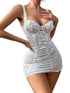 House Of Dasein Dnika Sexy Strapless Dress With Floral Lace Splicing And Thong Set - M