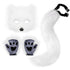Therian Paws Fur Mask And Tail Set White Halloween Cat Costume Party - White
