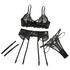 House Of Dasein Sexy Transparent Tempting Embroidered Bra And Garter Belt Four-Piece Set Womens Valentines Day Lingerie - Black - L
