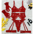 House Of Dasein Lace Hollow Comfortable Sheer Sexy Lingerie Underwear Garter Belt Separated Five Piece Set - Red - S