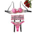 House Of Dasein Sexy Mesh Perspective Embroidery Flower Gathering Fun Underwear 3-Piece Set - Black Pink - L