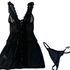 House Of Dasein Sexy Lace V-Neck Transparent Temptation Nightgown Erotic Underwear Pure Desire With Thong - Black - M