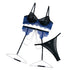House Of Dasein Sexy Lingerie Lace Mesh Splicing Contrast Color Gathered Transparent With Chain Three-Piece Set - Black - S