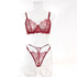 House Of Dasein Sexy Lace Bra And Underwear Set For Women - Lightweight Breathable - Wine Red - S