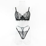 House Of Dasein Sexy Lace Bra And Underwear Set For Women - Lightweight Breathable - Black - S
