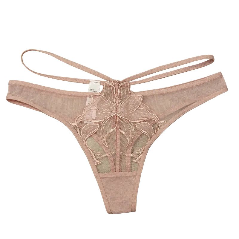 House Of Dasein Sexy Women's Underwear Thin Breathable Embroidered Lace Panties Hip-Lifting Low-Waist Plus-Size Thong - Fair Skin - M