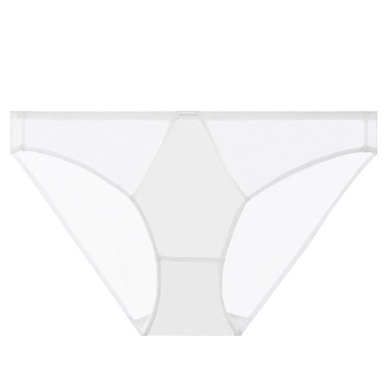 House Of Dasein Sexy Women's Underwear French Ultra-Thin Seamless Plus Size Panties With Cotton Crotch Lifting Low Waist Triangle Briefs - White - M