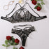 House Of Dasein Lace Embroidery Brings Together Sexy Lingerie And Underwear Set - Black - L