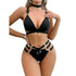 House Of Dasein Cross-Border Hot Selling Separated Bikini Milk Silk Set V-Neck Gathered Metal Accessories Erotic Lingerie - Black - S