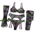 House Of Dasein Erotic Lingerie Set With Gloves And Socks - Sexy Underwear Lace Printed Fabric - Green - L