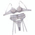House Of Dasein Perspective Embroidered Mesh Splicing Sexy Underwear 3-Piece Set - Silver - M