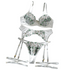 House Of Dasein Sexy Mesh Embroidered Multi Color Floral Bra Set Hollow Shaping Lingerie Four Piece Suit For Women - White - L
