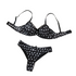 House Of Dasein Sexy Mesh Heart Print Bra Set Ultra Thin Comfortable Tempting Lingerie Two Piece - Black Heart - L