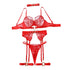 House Of Dasein Metal Buckle Embroidery Mesh Splicing Heavy Duty Erotic Lingerie Five Piece Set - Red - M