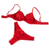 House Of Dasein Sexy Mesh Heart Print Bra Set Ultra Thin Comfortable Tempting Lingerie Two Piece - Red - L