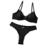 House Of Dasein Sexy Mesh Heart Print Bra Set Ultra Thin Comfortable Tempting Lingerie Two Piece - Black - L