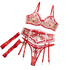 House Of Dasein Sexy Cupid Contrast Heart Embroidery Mesh Boned Waist Bow Women&