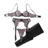 House Of Dasein Color Blocked Floral Embroidery Pure Desire Perspective Shaping Sexy Lingerie Split Set - Black Pink - M