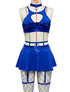 House Of Dasein Lace Sexy Lingerie Set Bra Solid Color Leather Skirt With Fishnet Stockings Women&