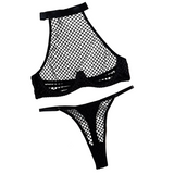 House Of Dasein Sexy Style Fishnet Black Lingerie Set For Women - Black - L
