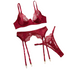 House Of Dasein Sexy Embroidered Lace Bra Underwear Hollow Out Three Piece Backless Women&