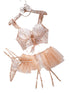 House Of Dasein Lingge Embroidery Sexy Strap Mesh Puff Skirt Underwear Set - M