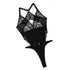 House Of Dasein Lace Patchwork Cross Back Sexy See Through Jumpsuit - Black - L