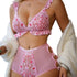 House Of Dasein Sexy Lingerie Set Erotic Underwear With Heart Lace And Hollow Design - Pink - Xl