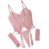 House Of Dasein Lace Trimmed Cute And Sexy Spliced Sheer Fitted Bra Lingerie Set - Pink - L