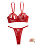 House Of Dasein Love Perspective Mesh Sexy Tassel Fun Hollow Underwear Two Piece Set For Women - Red - M