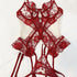 House Of Dasein Sexy Bra Set Transparent Mesh Splicing Lace Lingerie Underwear Three-Piece Suit - Wine Red - L