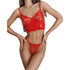 House Of Dasein Sexy Floral Embroidery Boned Camisole Transparent Temptation Pure Desire Shapewear Lingerie Set - Red - S