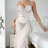 House Of Dasein Sexy And Alluring Lace Sheer Fitted Lingerie With Butt-Lifting Bodysuit Two-Piece Set - White - S