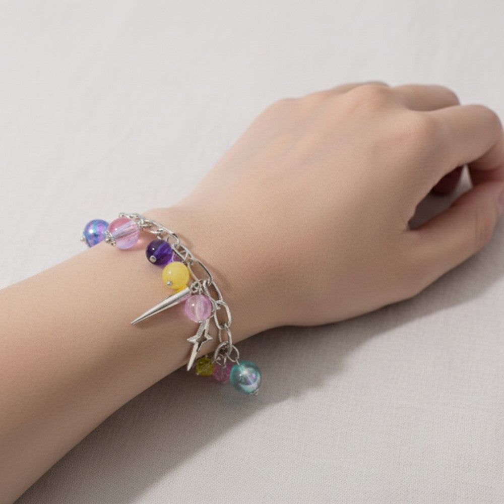 Veile Studios Cartoon Anime: Demon Slayer Girl Group Bracelet Fashion Diy Beaded Alloy Drip Oil Jewelry