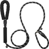 Dog Leash 6 FT with Comfortable Padded Handle, Training Loop Leash with Highly Reflective Threading for Medium Dogs, Black